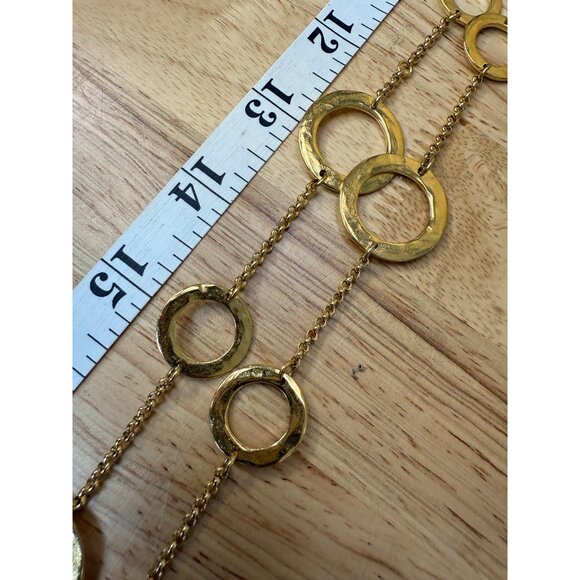 Janna Conner Gold Plated Toggle Necklace With Hammered Circle Links 20" Long - Picture 7 of 8